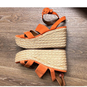 Nine West Orange Leather Espadrilles